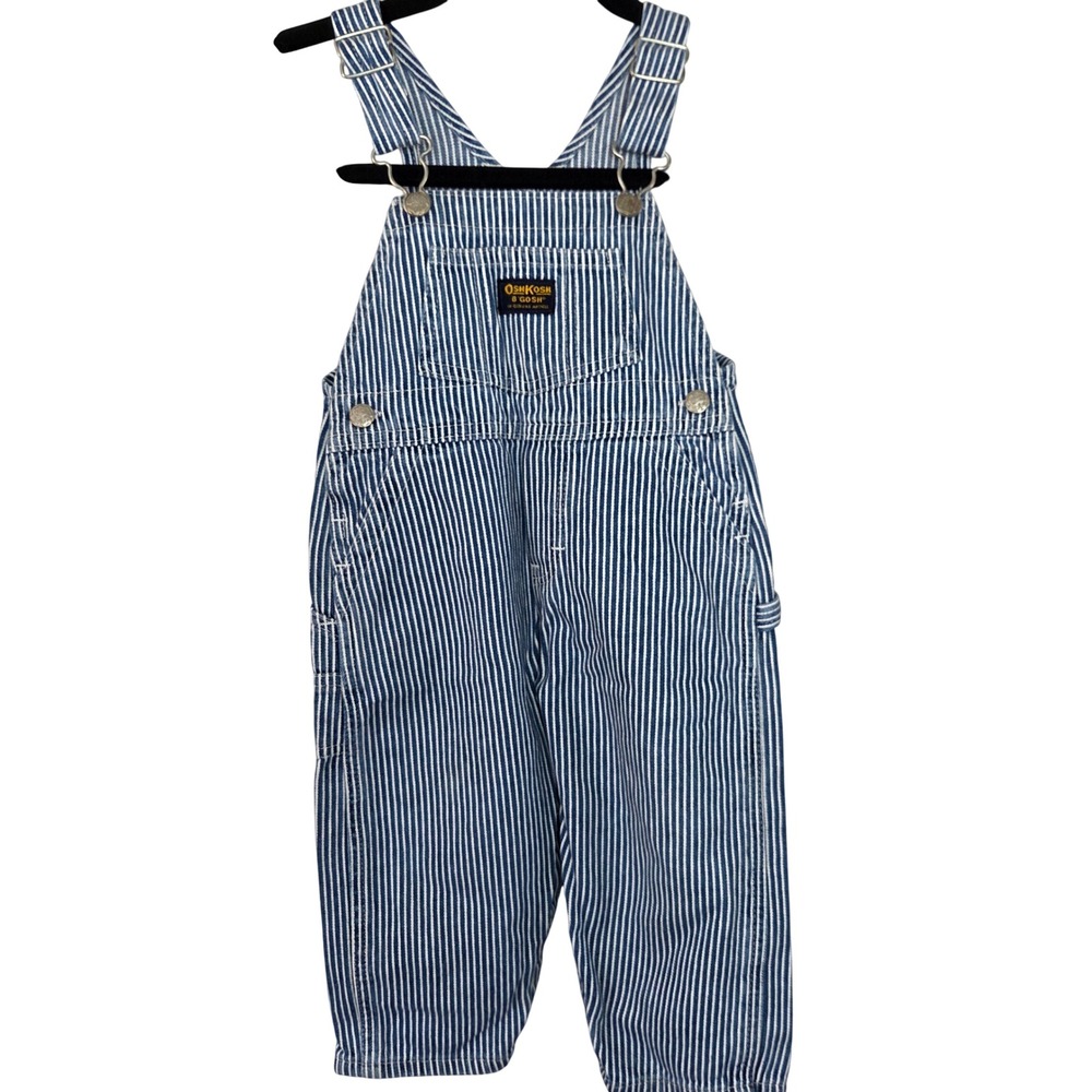 Vintage Y2K OshKosh Hickory Stripe Overalls Bib Carpenter 24M